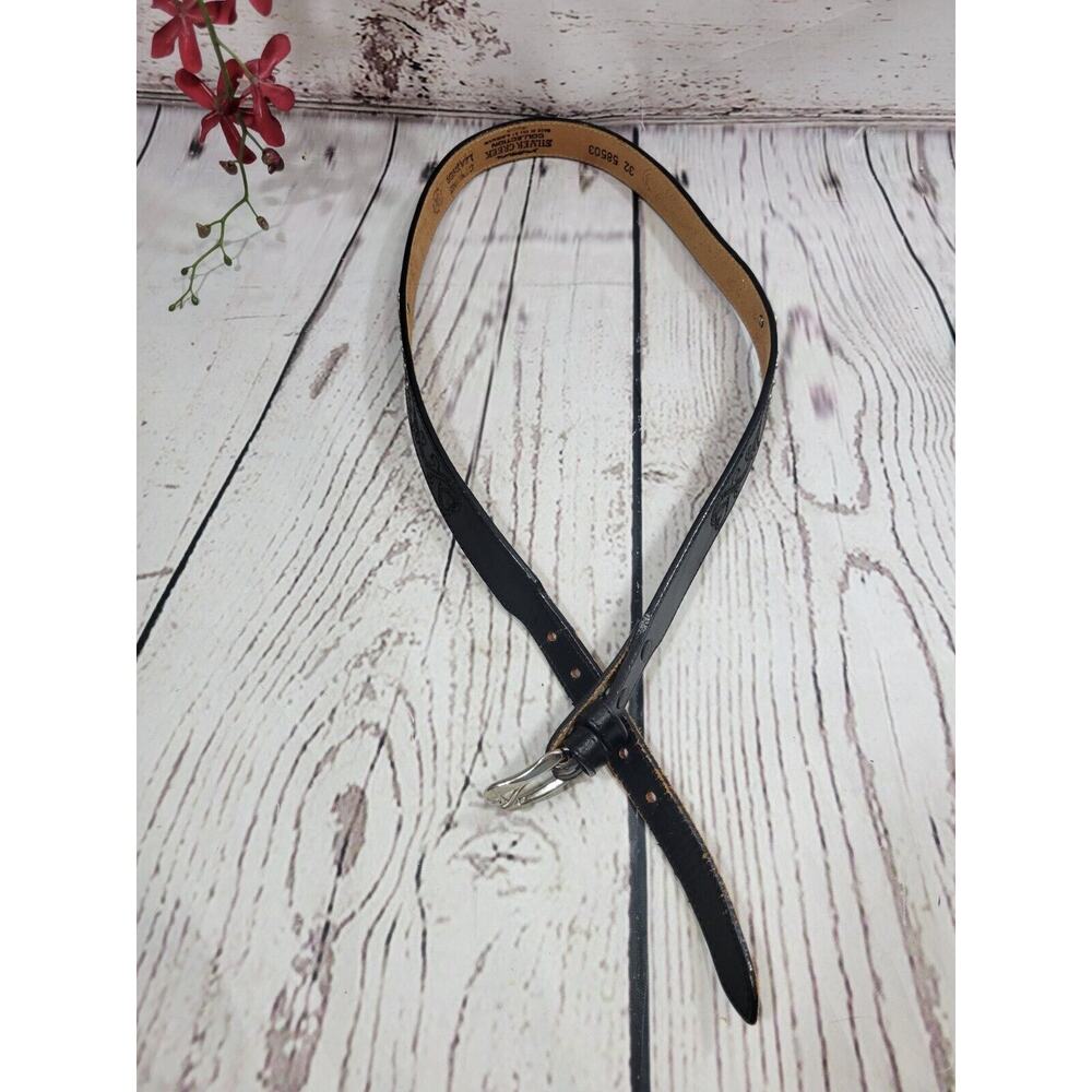 Silver Creek‎ Western Black Genuine Leather Studded Casual Belt Men's Size 32